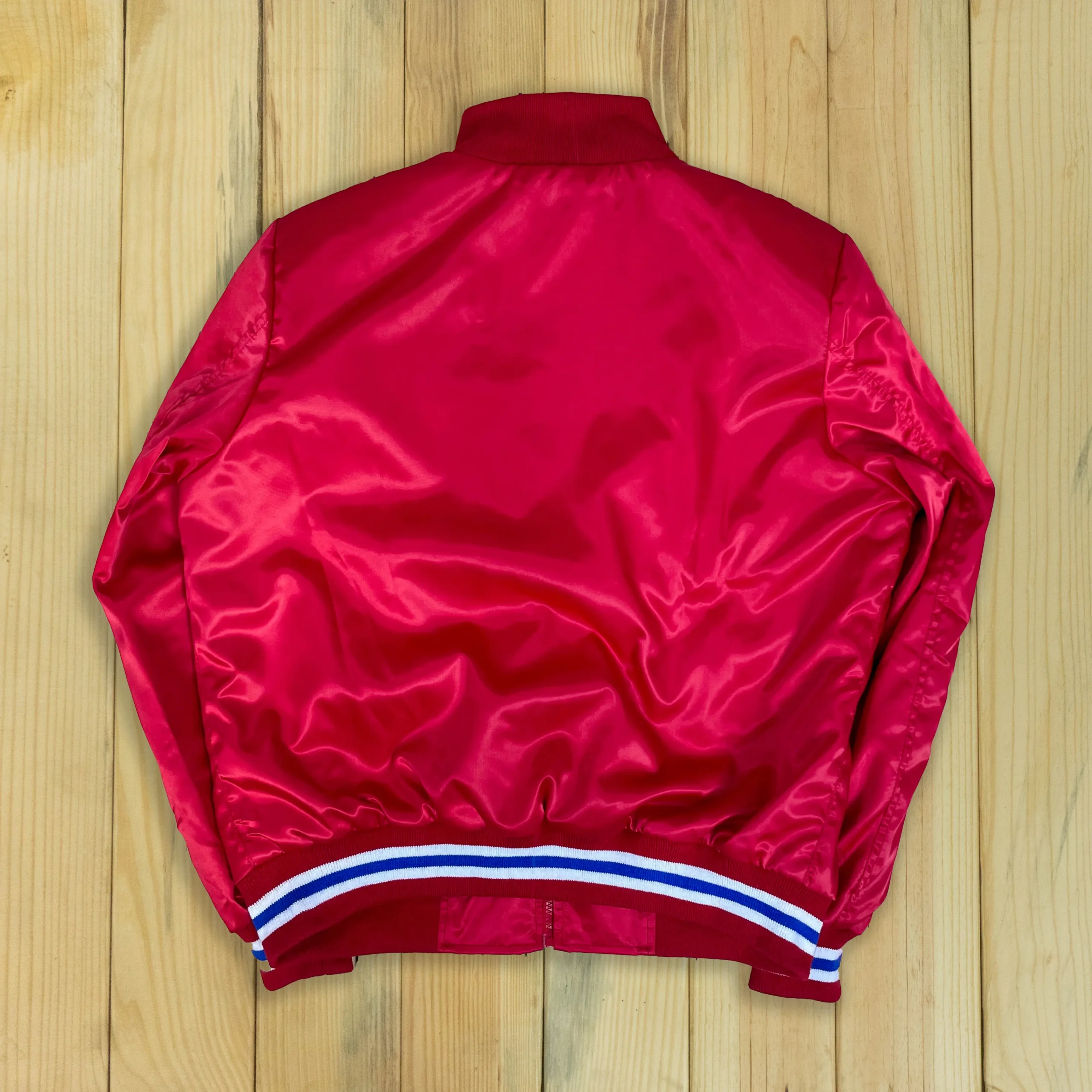 Alternative view of New England Patriots The Captain Red Red Satin Varsity Jacket