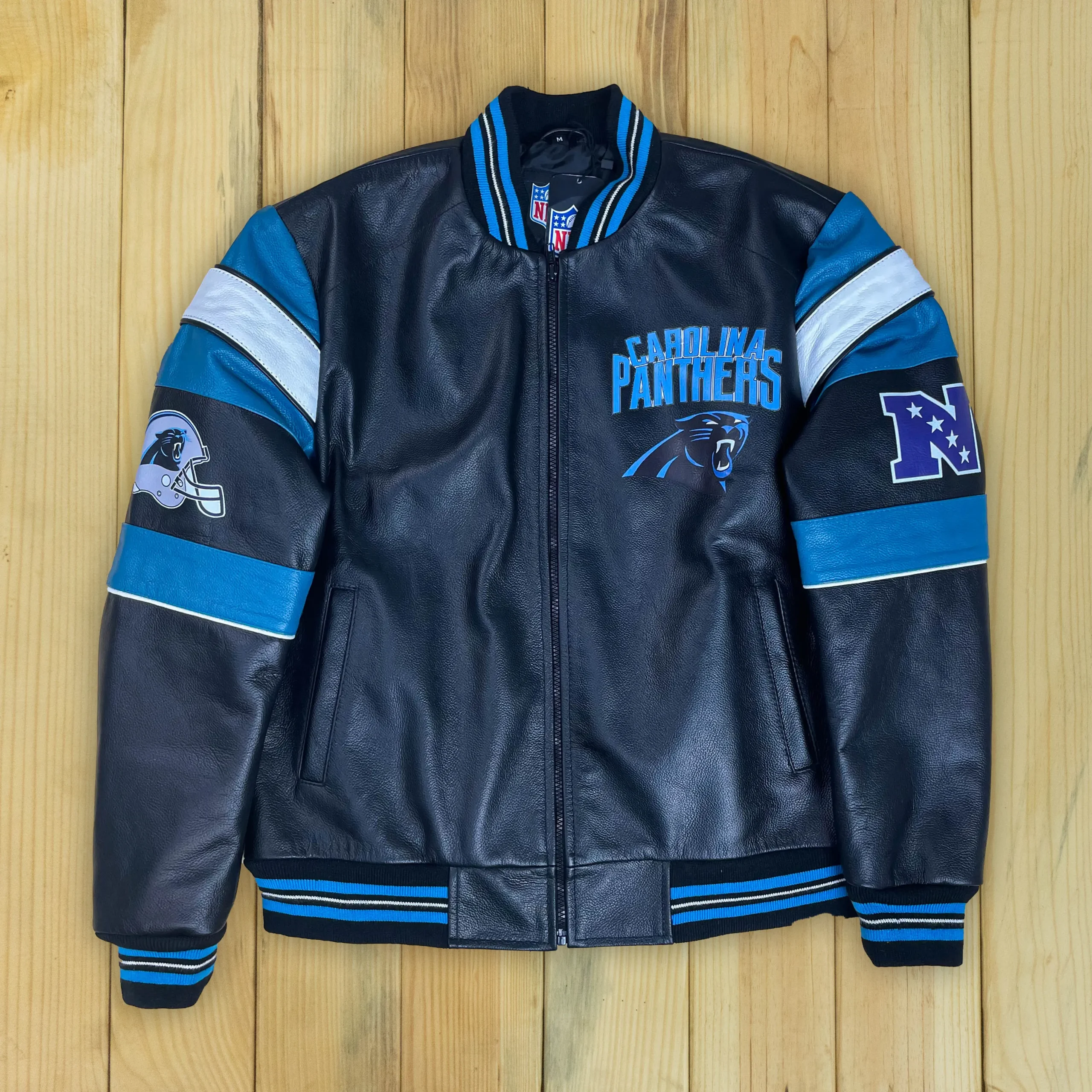 Carolina Panthers Spirit Full Zip Leather Jacket