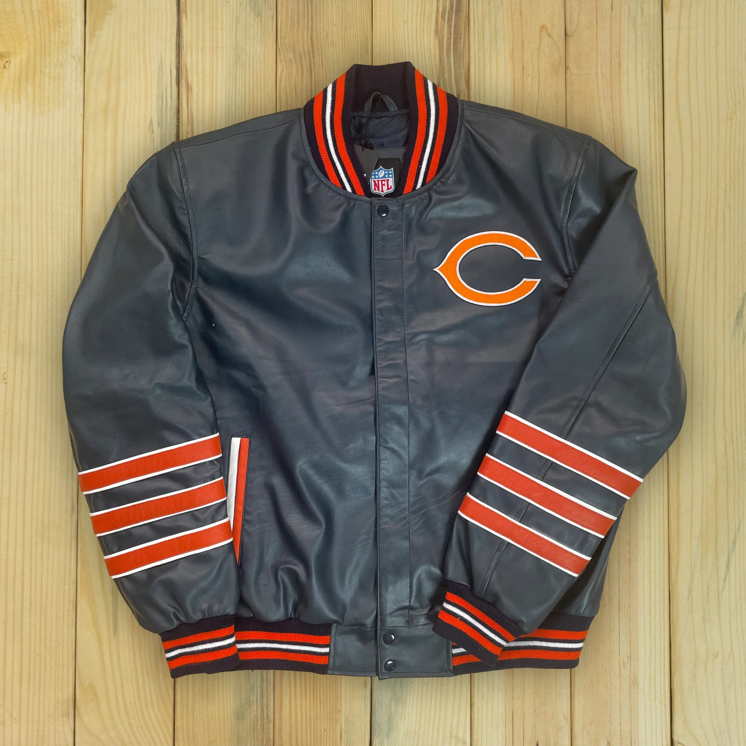 Chicago Bears Full Leather 2.0 Varsity Navy Jacket