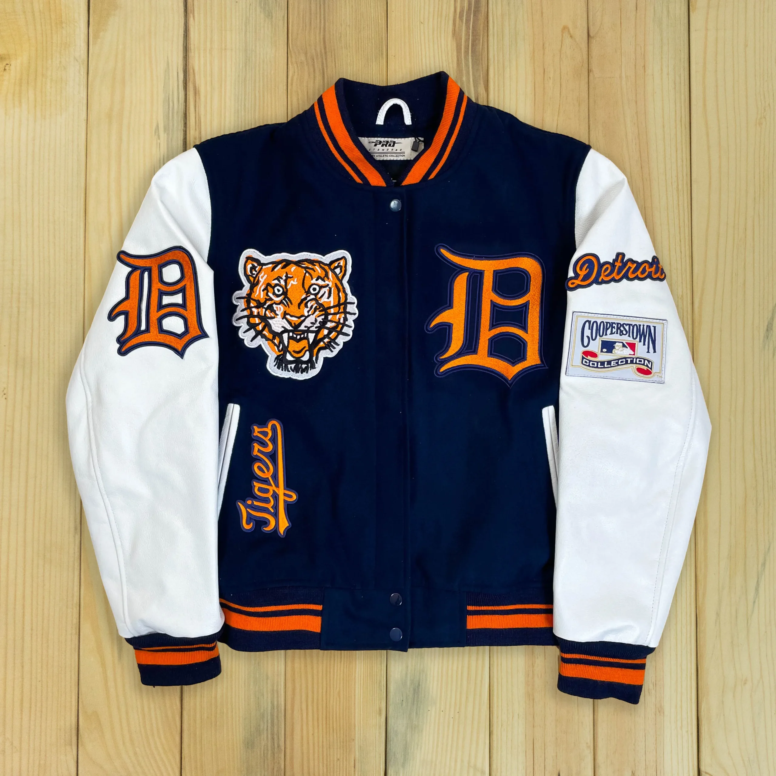 Detroit Tigers Retro Classic Men’s Rib Knitted Wool & Leather Varsity Jacket