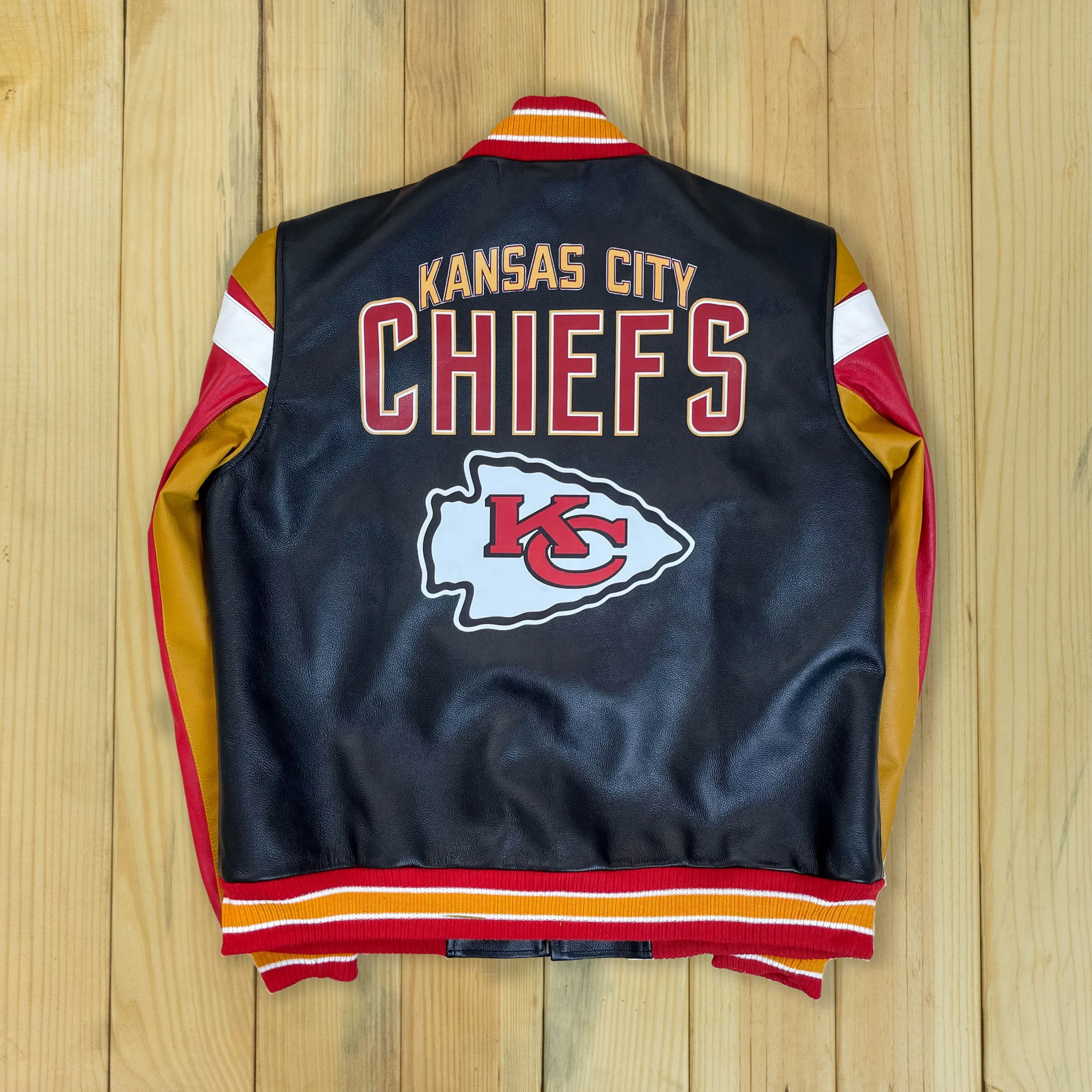 Alternative view of Kansas City Chiefs G-III Black Full-Zip Leather Varsity Jacket