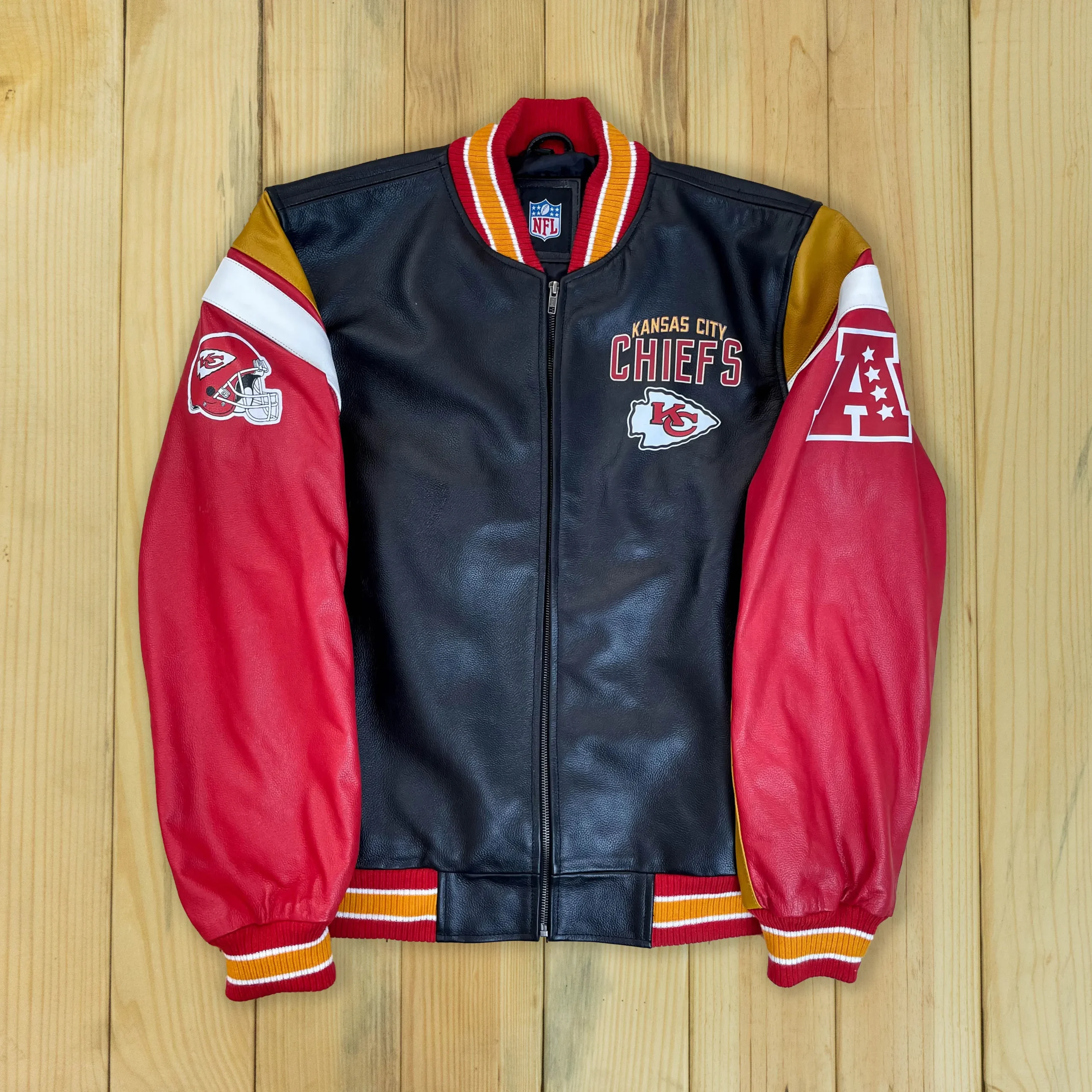 Kansas City Chiefs G-III Black Full-Zip Leather Varsity Jacket