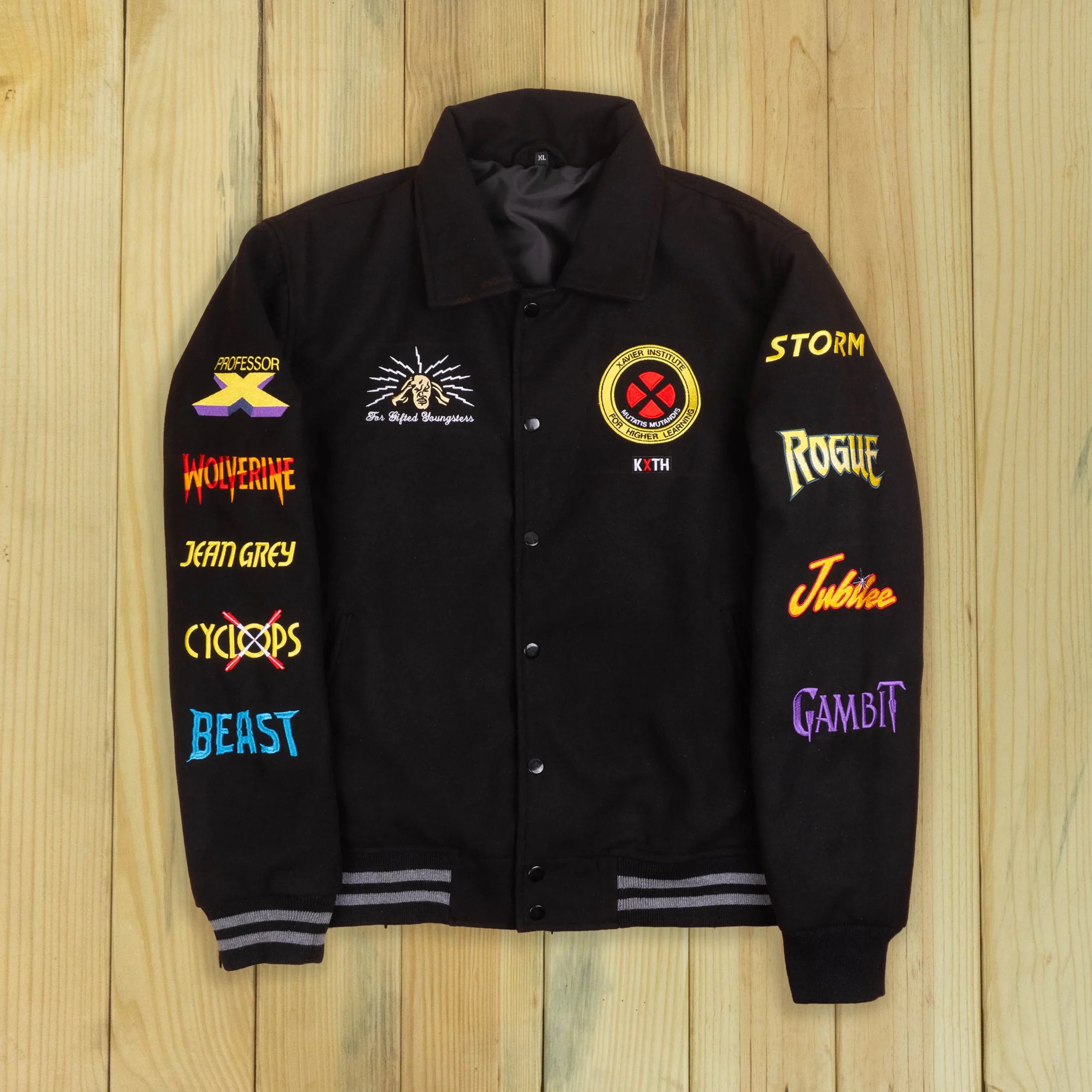 Kith X Marvel X-Men Wool Black Varsity Jacket