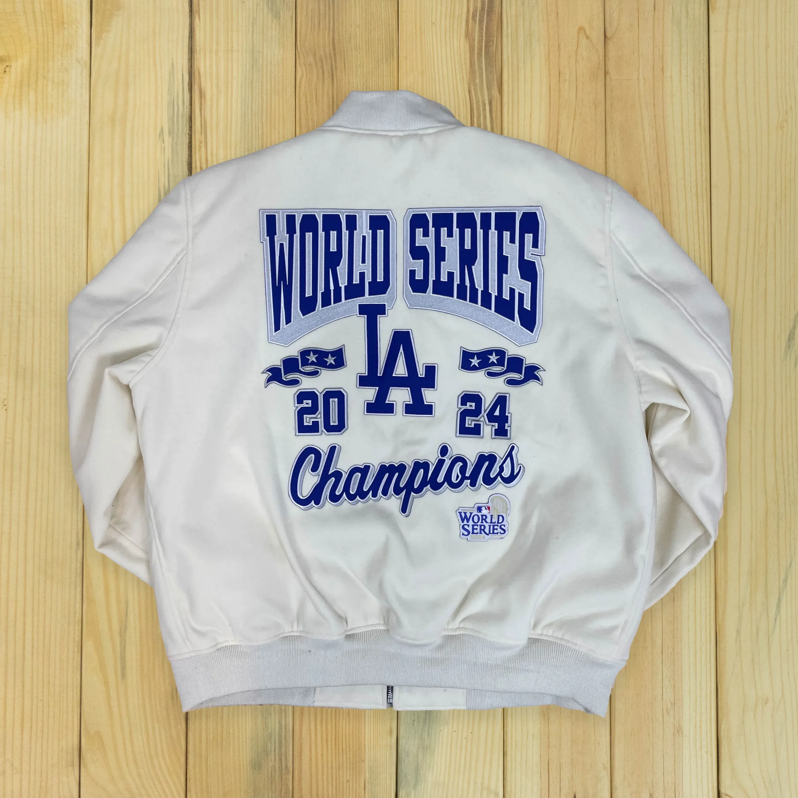 Alternative view of La Dodgers 2024 World Series Champions Cream Bomber Jacket