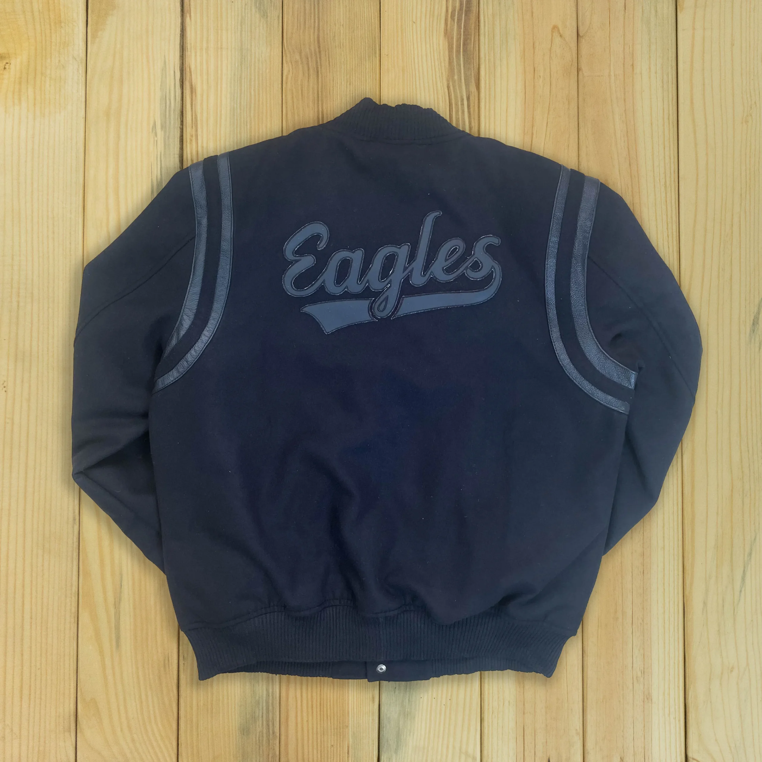 Alternative view of Philadelphia Eagles Black Walk The Tunnel Wool Varsity Jacket