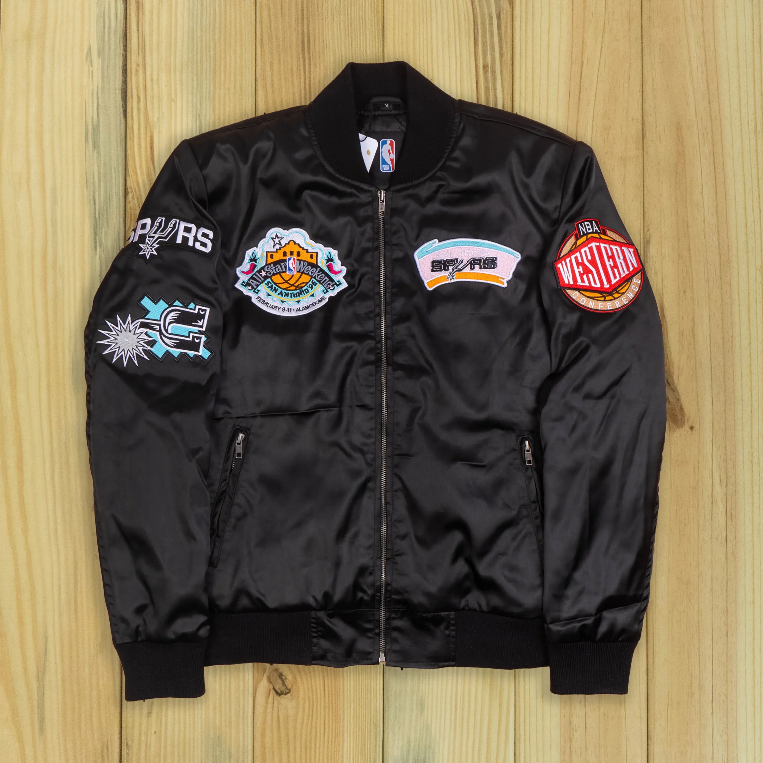 San Antonio Spurs Flight Black Satin Bomber Jacket