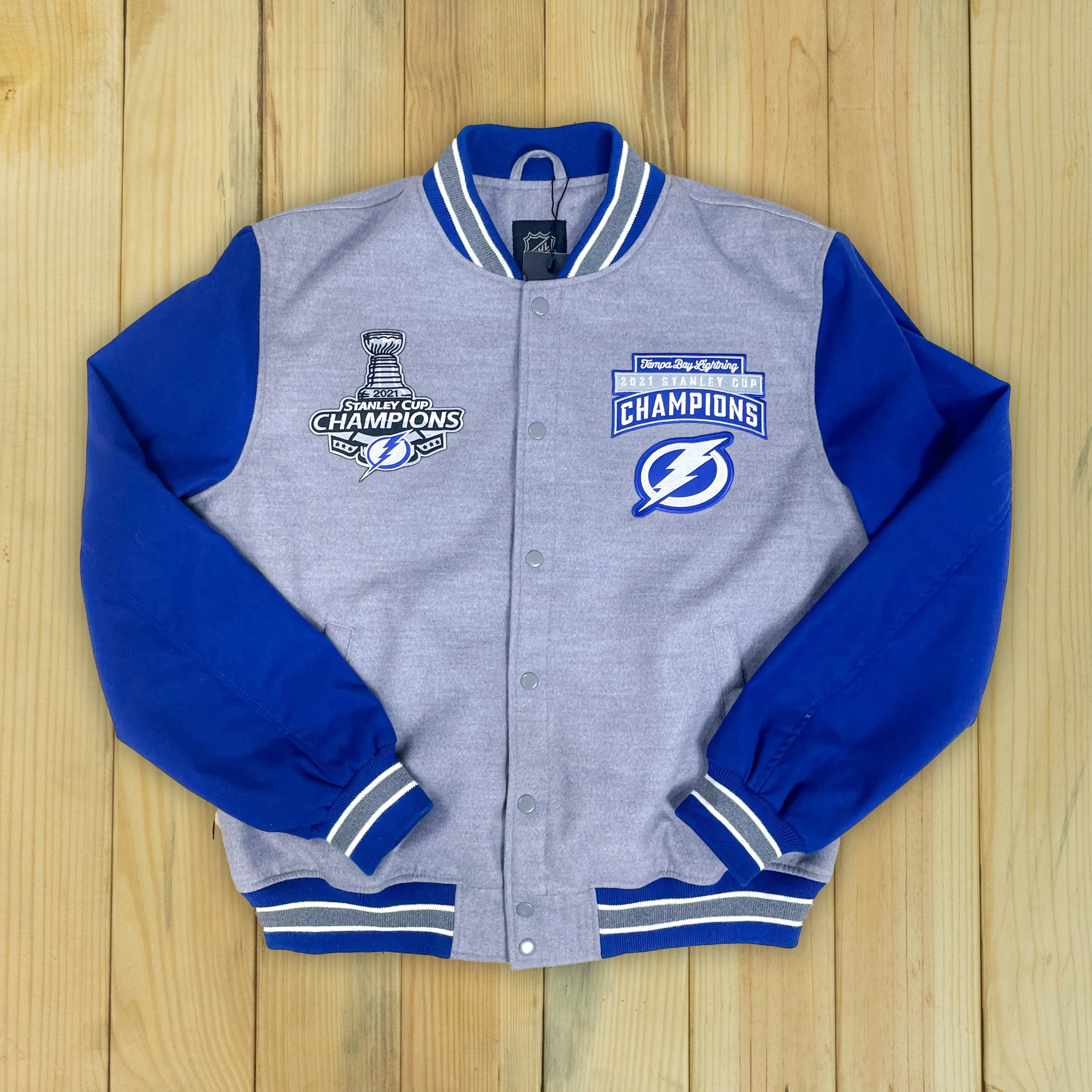 Tampa Bay Lightning 3 Time Stanley Cup Champions Polyester Varsity Jacket
