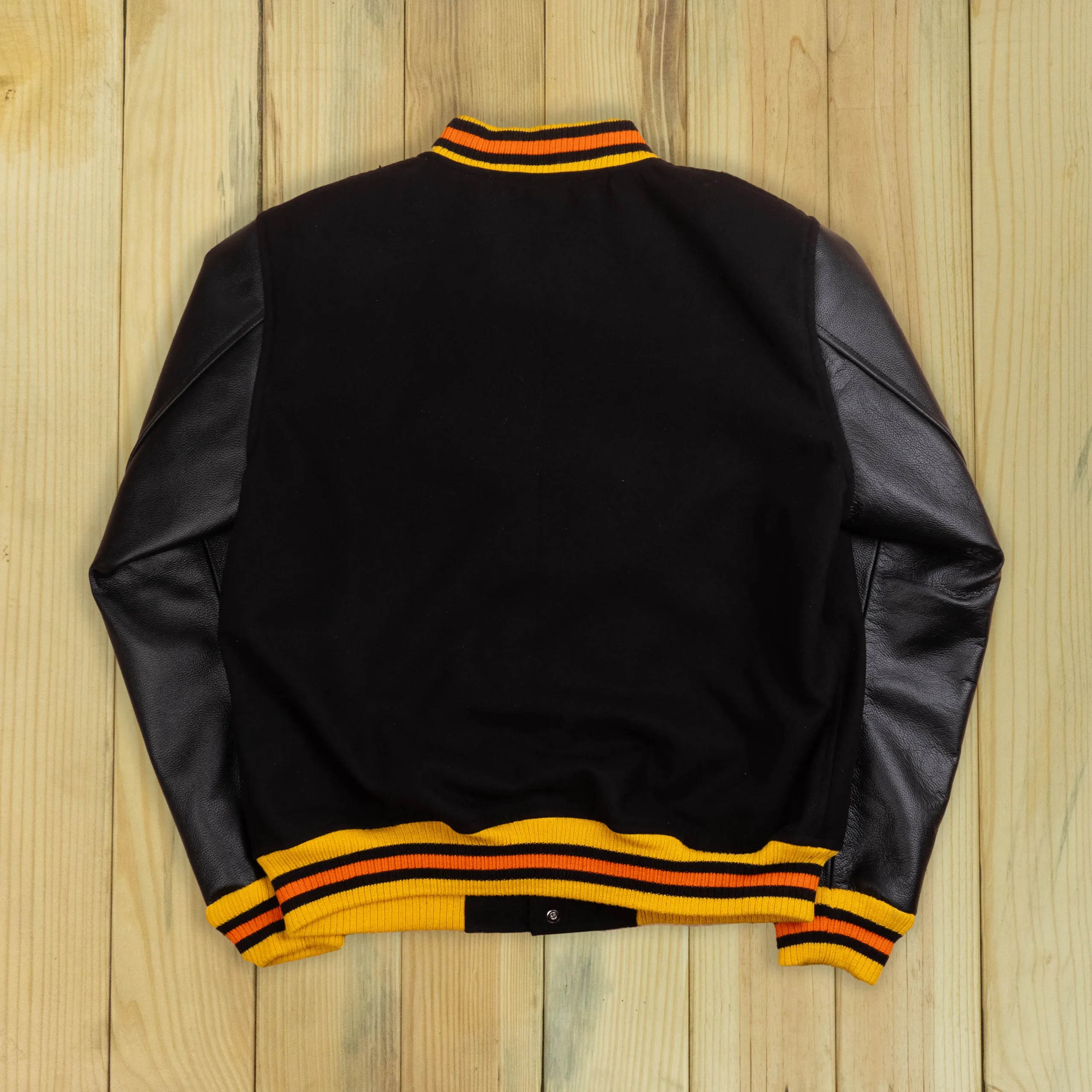 Alternative view of Vancouver Canucks Letterman Full-Snap Black Wool & Leather Varsity Jacket